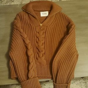 Nanushka Evie Half-Zio Cable Knit Sweater